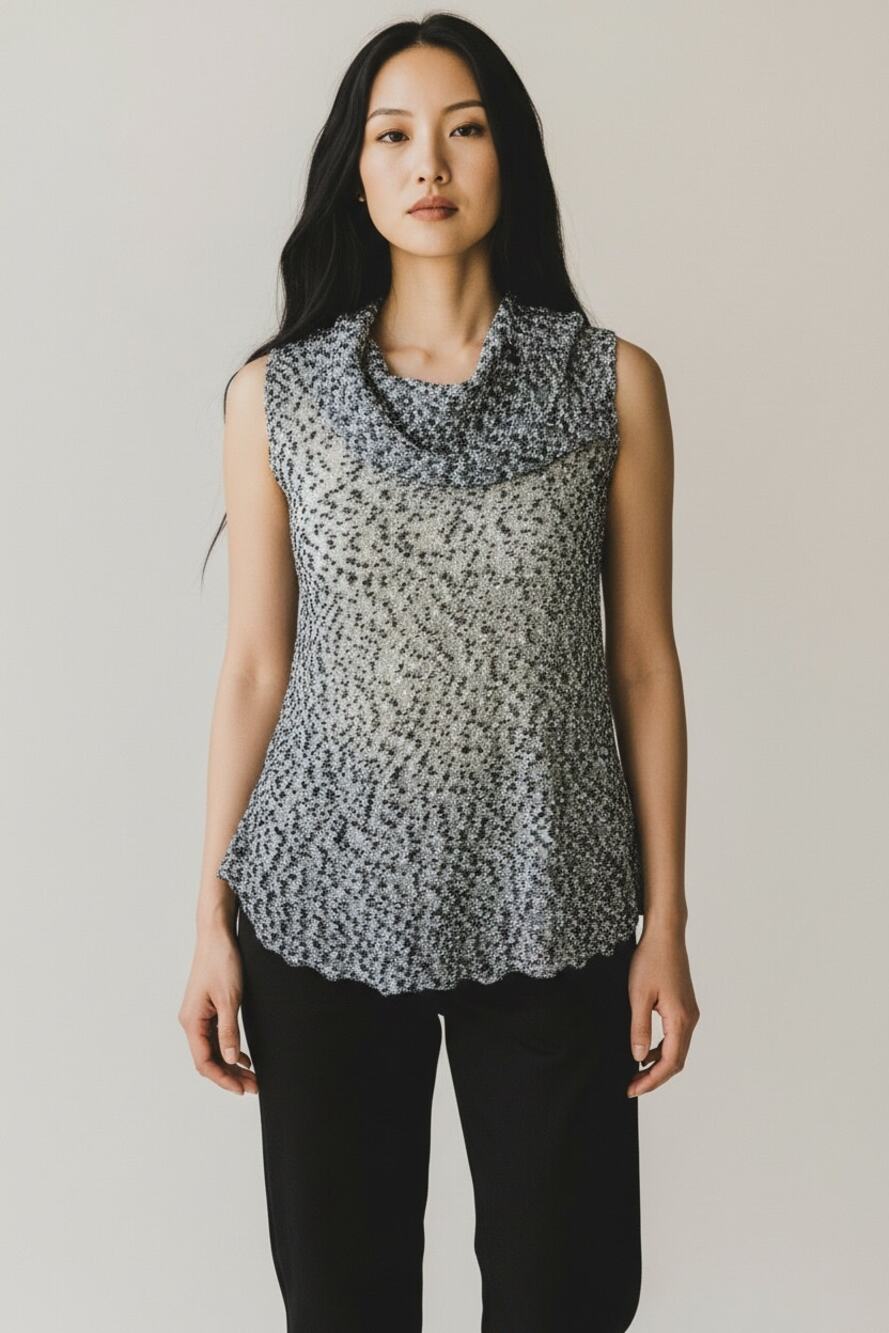 Sno Skins Gray Knit Sleeveless Cowl Collar Top Shirt Blouse Size XS